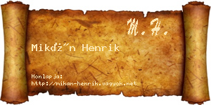 Mikán Henrik névjegykártya